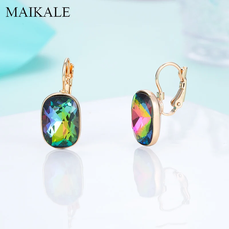 Женские квадратные серьги-гвоздики MAIKALE, большие винтажные разноцветные серьги с австрийским кристаллом из фианита, ювелирные изделия со стразами для вечеринки