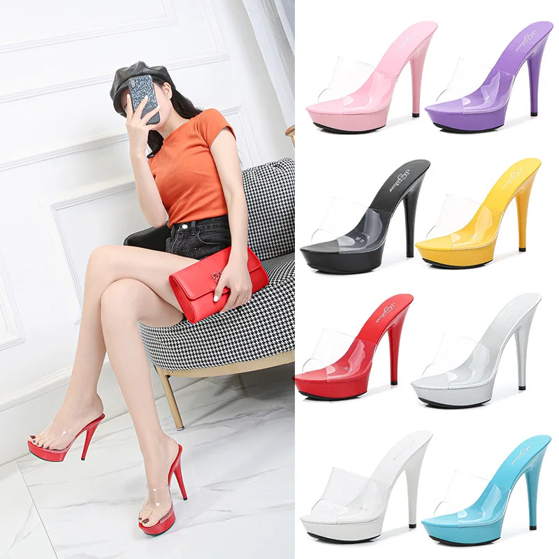 

High Heels Sandals Women Thin-heeled 13cm Sexy Sandalia Feminina 3cm High Platform Shoes Women Summer Zapatos de mujer
