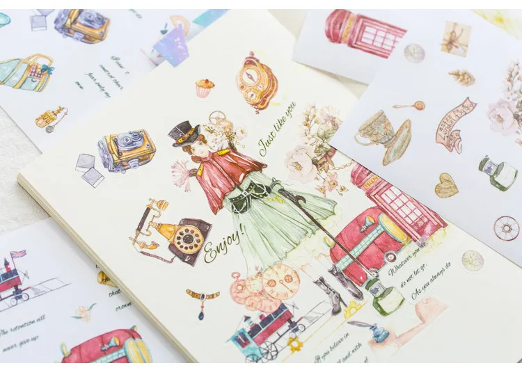 Special oil and paper stickers in the 19th century series of creative antique style European plane stickers in 6 pieces