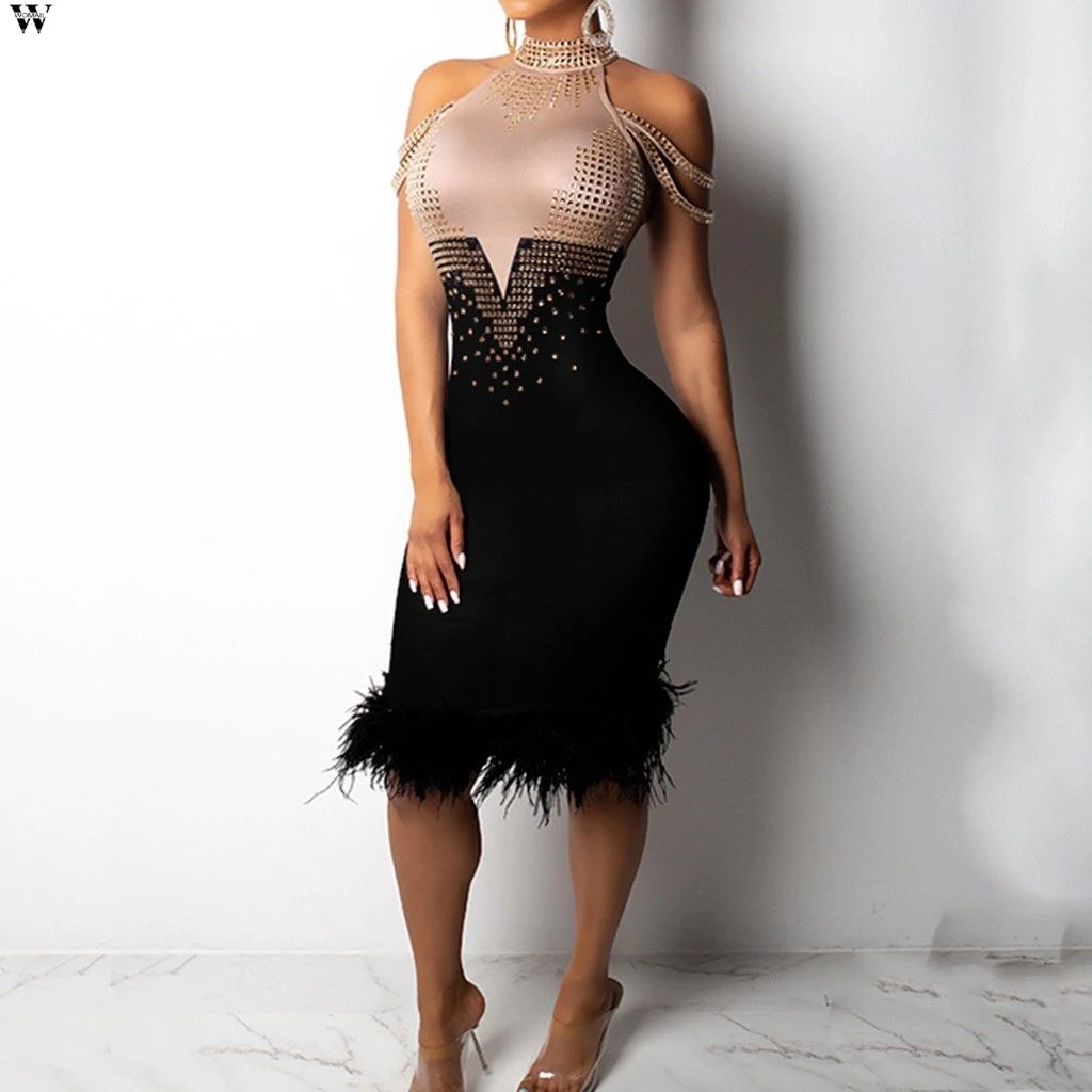 Зимнее женское платье для вечерние НКИ клуба ночного облегающее сексуальное с