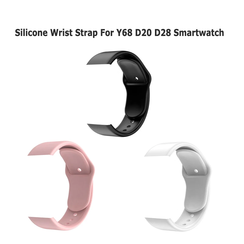 

Black Pink White Silicone Strap For Y68 D20 D28 Smartwatch Replace Soft TPU Wrist Watchband Belt Smart Watch Band Accessories