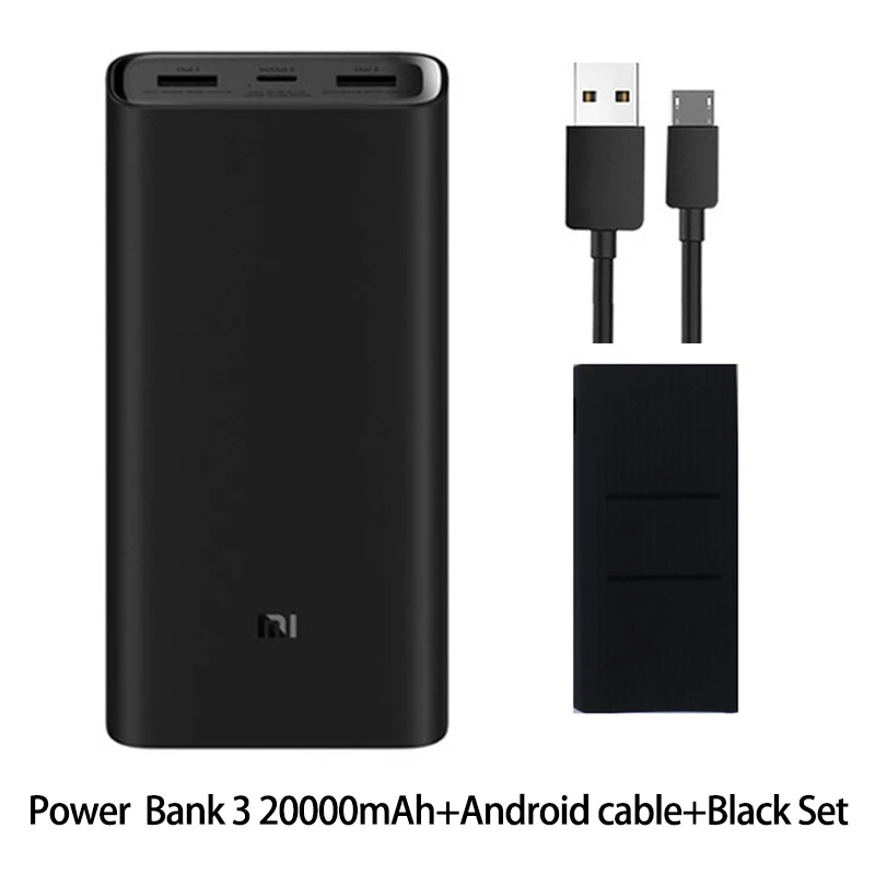 Android case Xiaomi mi power Bank 20000 мАч 3 USB-C 45 Вт три порты вывода PD быстрое зарядное устройство power bank Xiao mi 2C внешний аккумулятор - Цвет: Android case