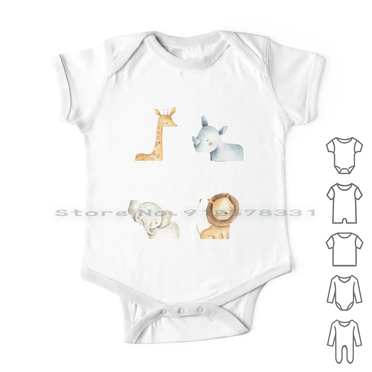 

Baby Watercolor Animals Newborn Baby Clothes Rompers Cotton Jumpsuits Baby Watercolor Animals Floral Crown Cute Safari Animals