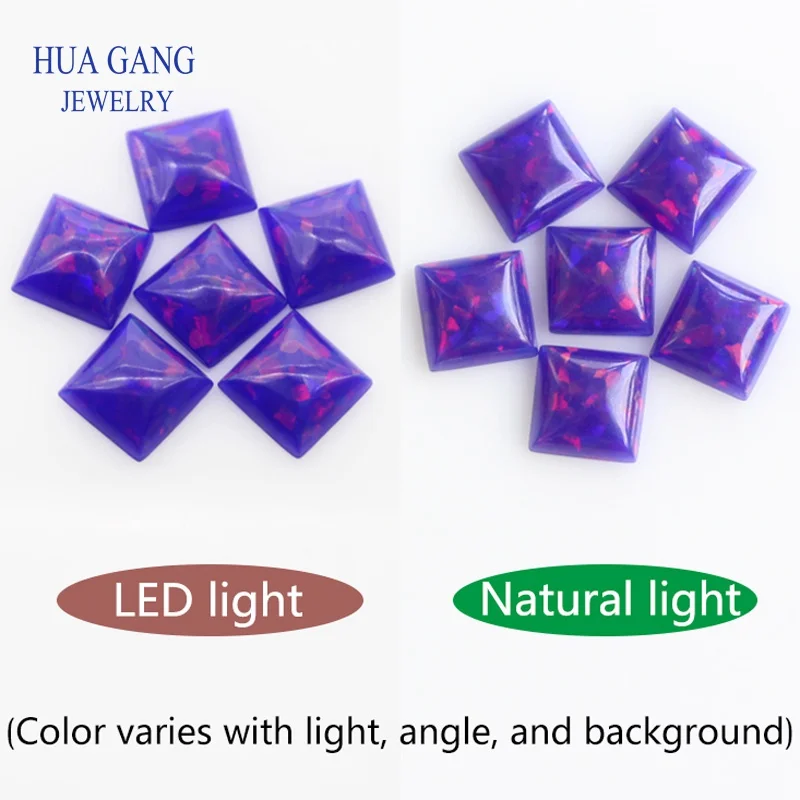 Опаловый драгоценный камень созданный лабораторией квадратная форма плоская