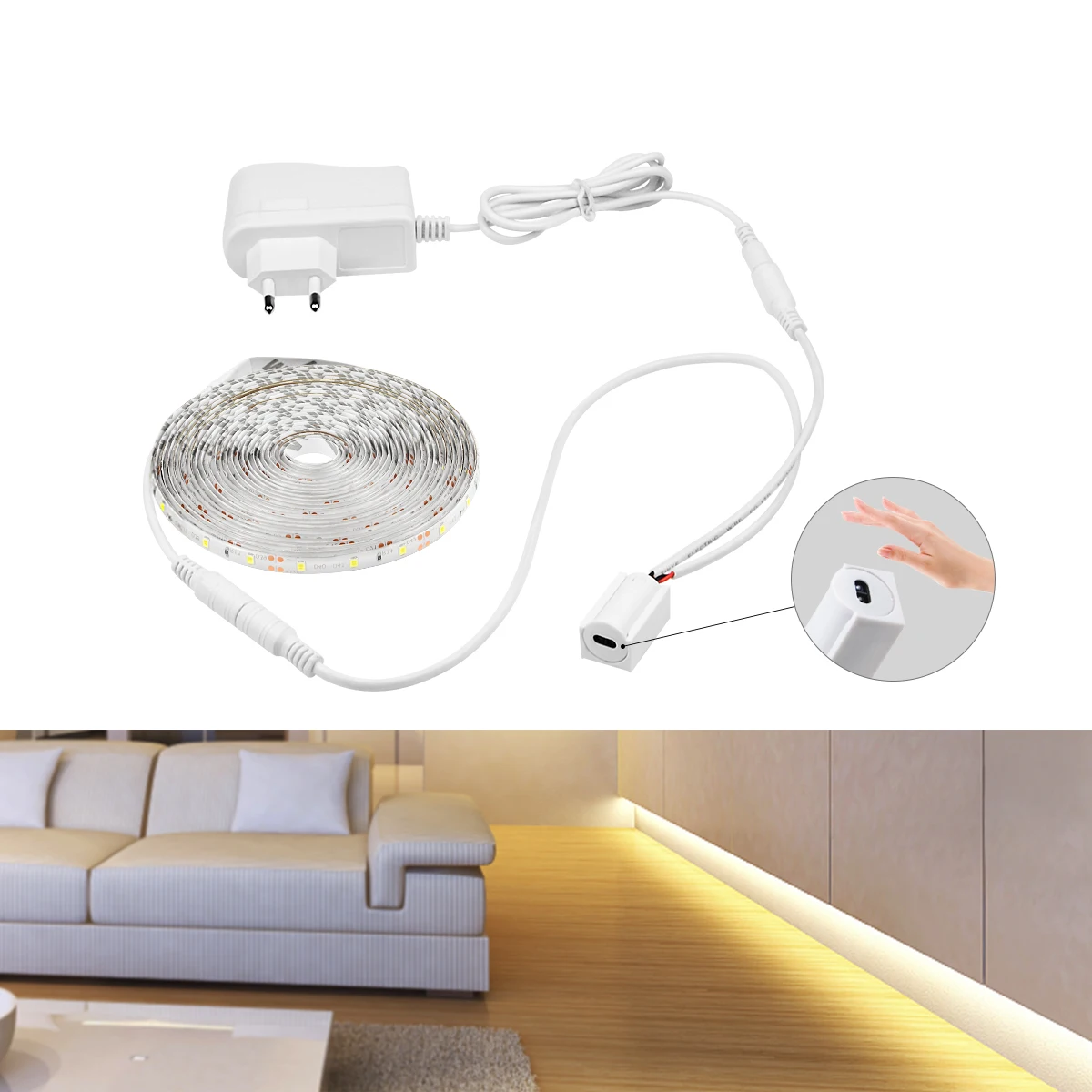 

LED Hand Sweep Motion Sensor LED Strips 2835 SMD 12V LED Light Strip Backlight Kitchen Closet Ruban Tape 1m 2m 3m 4m 5m