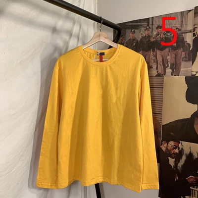 

Autumn and winter solid color round neck long-sleeved T-shirt Korean version of the loose trend coat tide