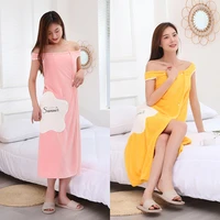 wearable bath towel for women with buckle coral fleece bath skirt soft and absorbent large size women bathrobe