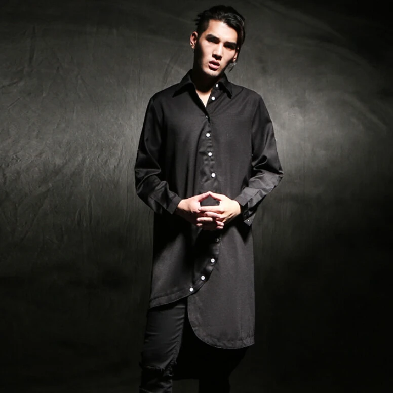 

Irregular design oversized men shirt clothes nightclub stage costume overhemd mens punk hip hop streetwear blusas chemise homme