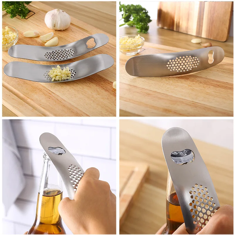 Изогнутый ручной измельчитель чеснока из нержавеющей стали многофункциональный