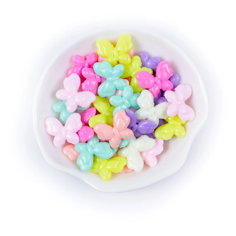 30/60Pcs Candy Colors Acrylic Beads Animal Butterfly Shape Loose For Jewelry Making DIY Handmade Bracelets Accessories - купить по