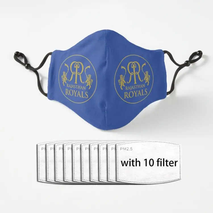 

RR IPL Rajasthan Royals IPL Team UAE 2020 Half Face Mouth Muffle Dustproof Masks Anti-dust Black Casual Warm Unisex Mask