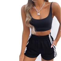vamos todos 2021 summer crop top and pants solid casual outfit women 2 piece set sports fitness two piece sets tracksuits
