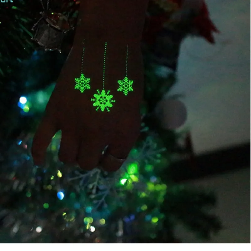 Рождественские светящиеся временные тату-наклейки украшения для вечерние в виде