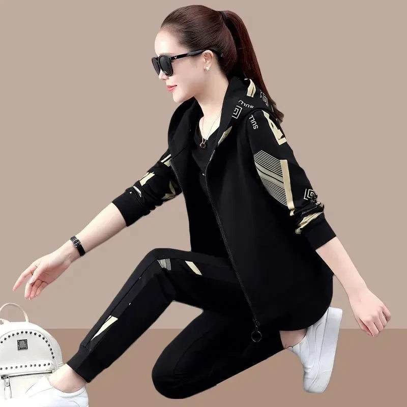 

Spring Autumn Casual Hooded Waistcoat 3 Piece Set Women 2022 New Tracksuit Long Sleeve Pullover Sweatshirt Plus Size Sweatsuit