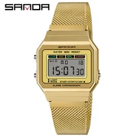 sanda fashion casual men digital watches chronograph 5bar waterproof wristwatches metal steel multifunctional clock montre homme