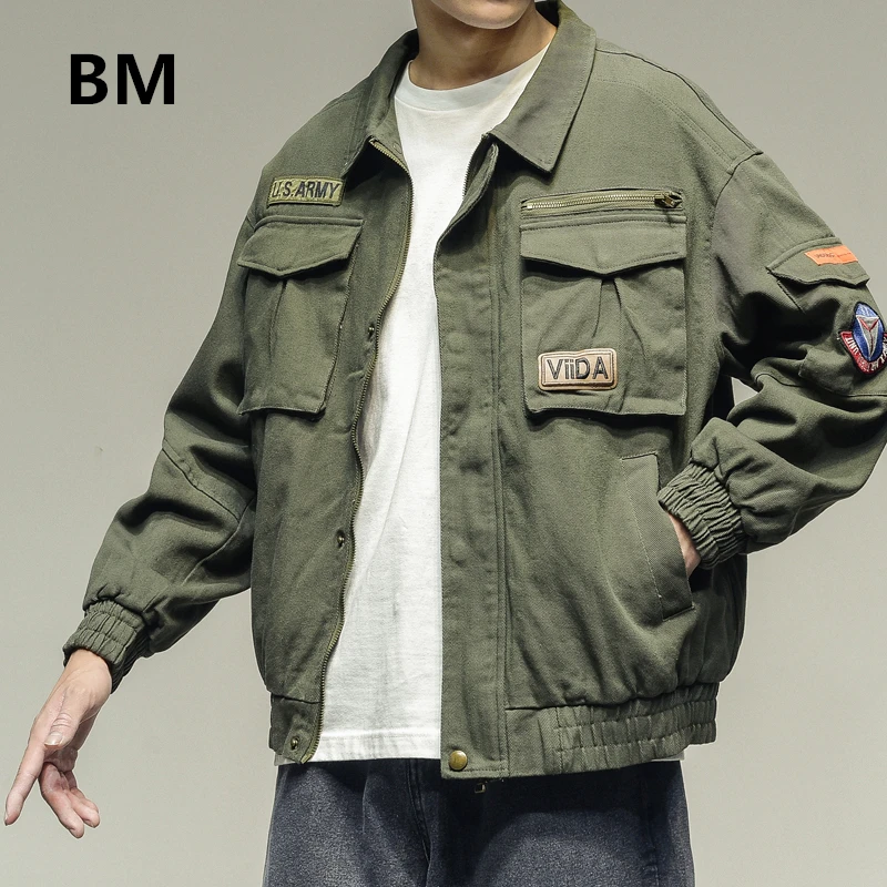 Высокое качество Армейский Зеленый Военный Стиль Куртка бомбер мужская Японская