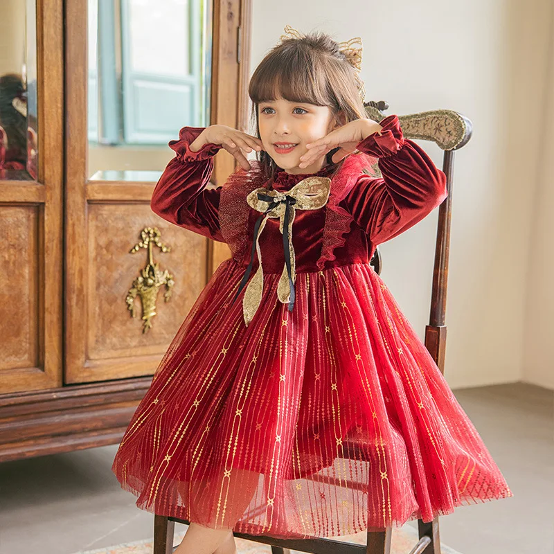 

Spring Autumn Princess Dress for Girl Tulle Birthday Party Dresses Evening Wedding Gowns Tutu Children Dresses Kids Costume