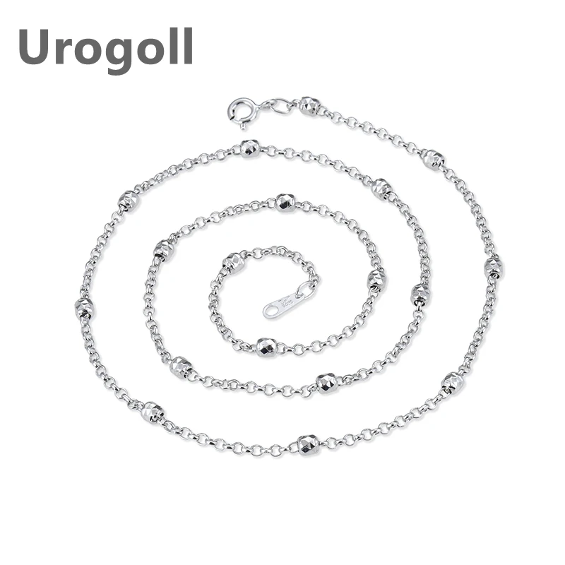 

Noble Women Sterling Silver Chain Jewelry Genuine Pure 925 Silver Chains Necklaces Gypsophila Cylindrical Link Chain