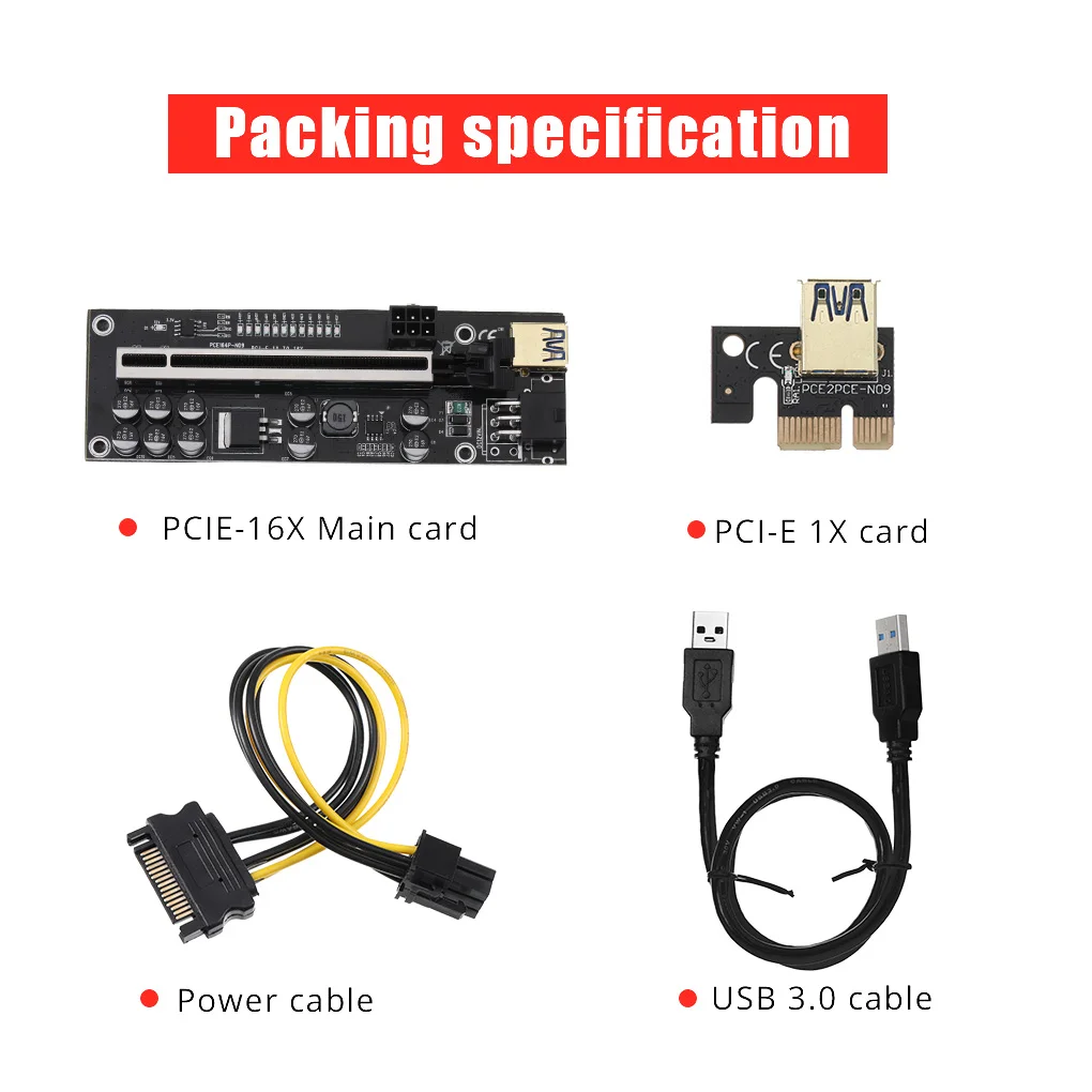 1-10 шт. PCIE Riser 011 V011 Pro PCI-E PCI E Express Card GPU 1X к X16 6pin адаптер кабель для майнинга
