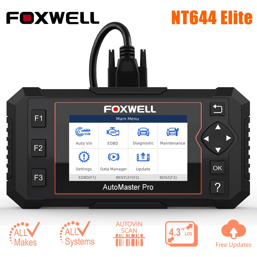

Foxwell NT644 Elite All System Car Diagnostic Scan Tools ABS Bleed Oil Reset Code Reader EPB TPS SAS OBD 2 Automotive Scanner