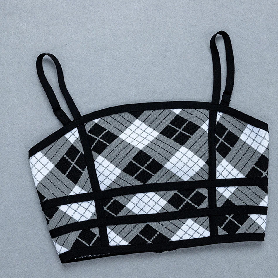 

Summer new women's two-piece bandage ladies set 2019 sexy plaid camisole & pencil pants 2 piece bodycon party set