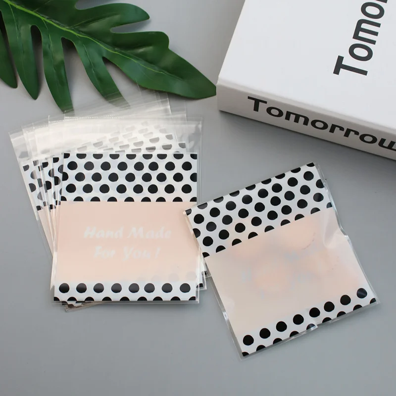 Pink Dot LBSISI Life 100 шт 10*10+ 3 см мешки для печенья, конфет для дома Рождество свадебное украшение самоклеящаяся пластиковая упаковка для пищевых продуктов полипропиленовый подарочный пакет - Цвет: Pink Dot