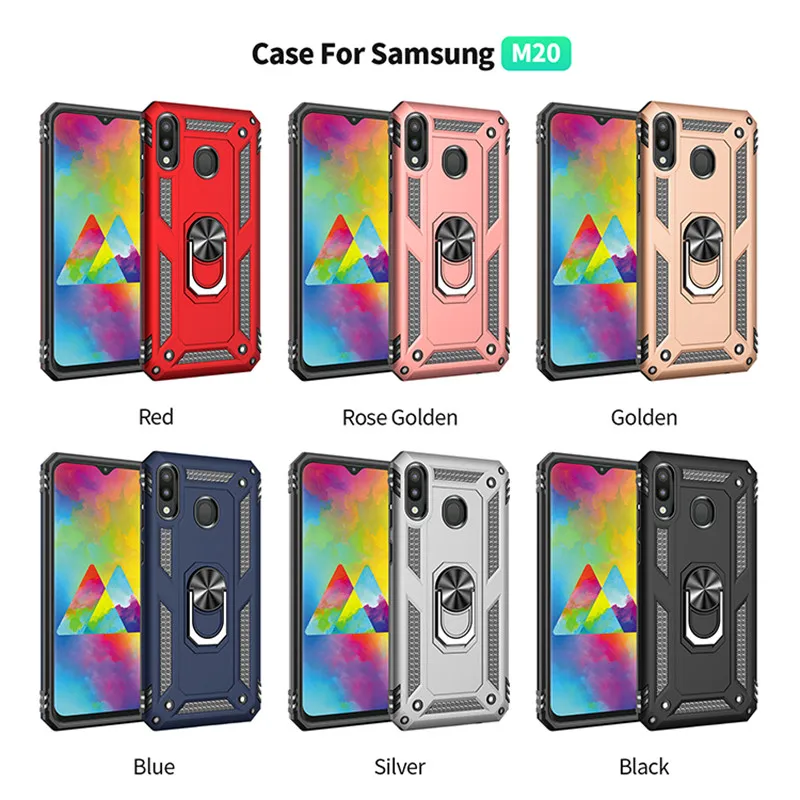 For Samsung Galaxy M20 Phone Cases Cover Case Silicone Armor Capa Metal Holder Ring | Мобильные телефоны и аксессуары