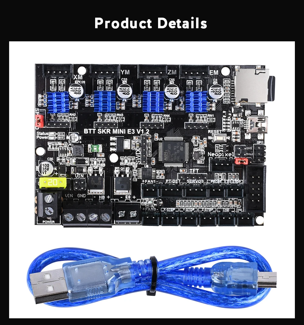 BIGTREETECH SKR mini E3 V1.2 плата управления 32 бит+ TMC2209 UART+ TFT35 V2.0 сенсорный экран для Ender 3/5 SKR V1.3 части 3d принтера