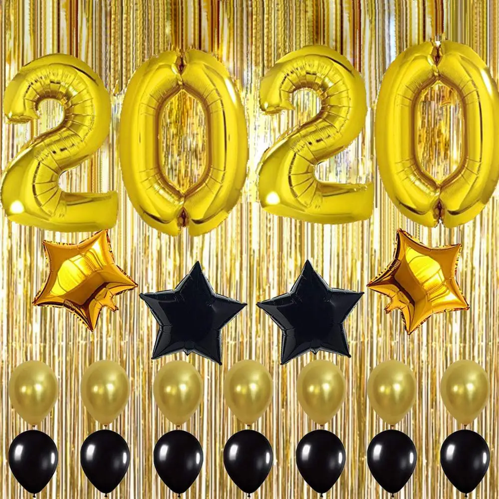 Золотой черный декор занавеска с бахромой шар из золотой фольги подходит для