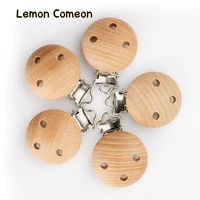 20pcs beech wooden baby children pacifier holder clips nipple chain accessories bpa free natural wood soother clasp metal