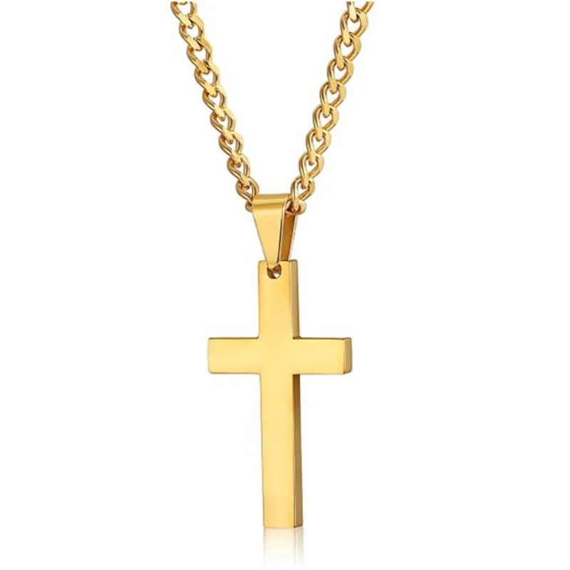 

European And American High Polish Jewelry Simple Personality Retro Style Single Cross Pendant Men's Necklace