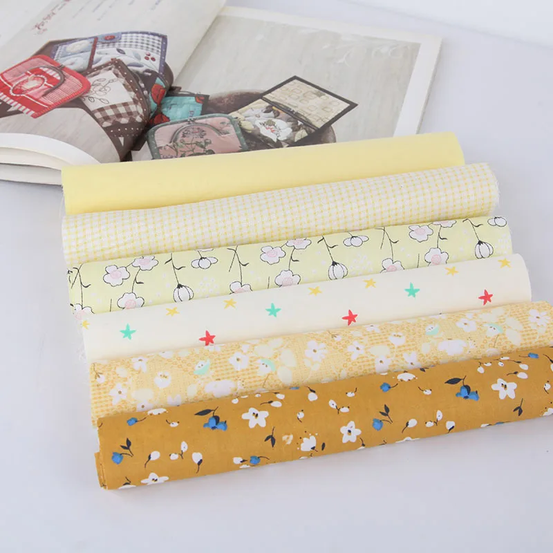 Лоскутные ткани сделай сам 25*25 см желтая саржевая хлопковая ткань шитье ручной