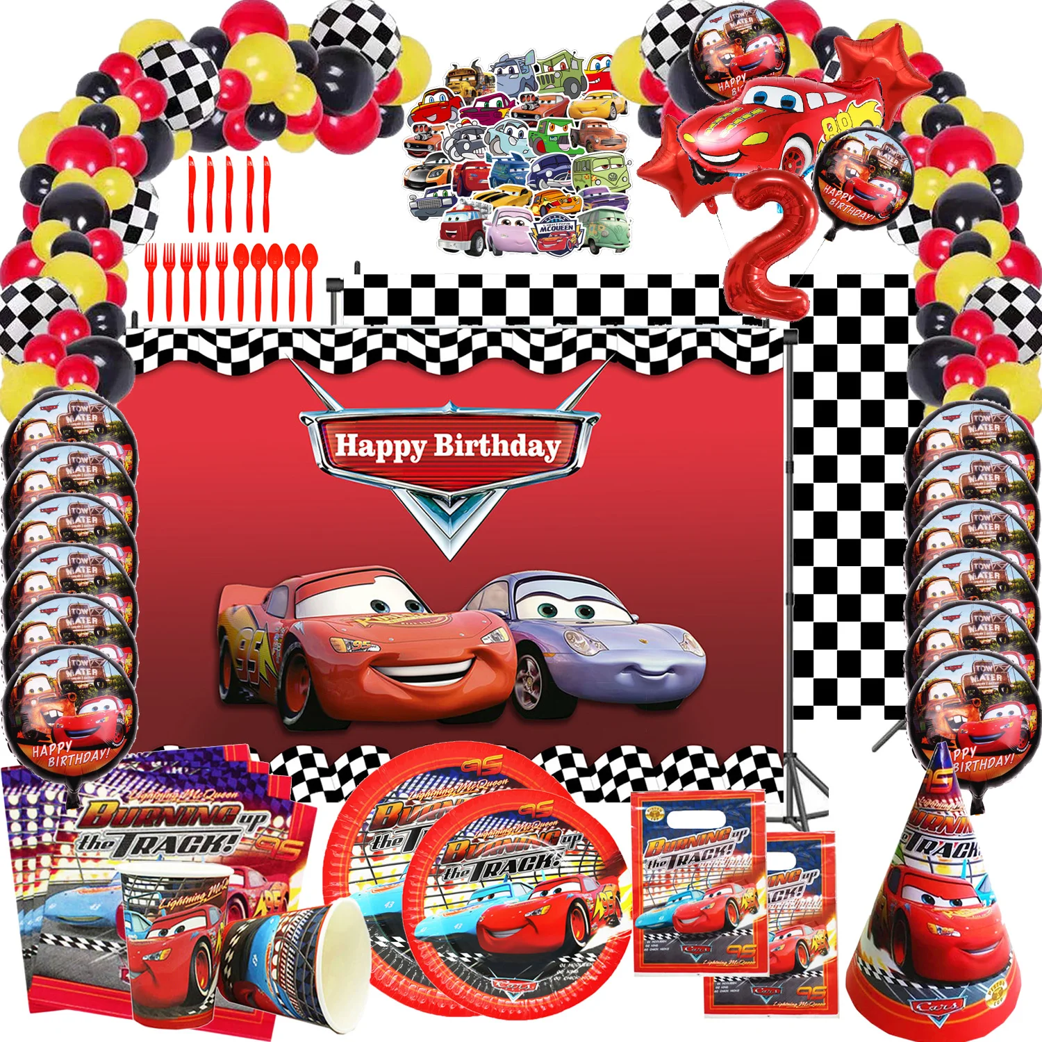Cars Birthday Party Decorations Kids Favor Lightning McQueen Cups Plates Tablewares Set Racing Car Party Supplies for Boys Girls