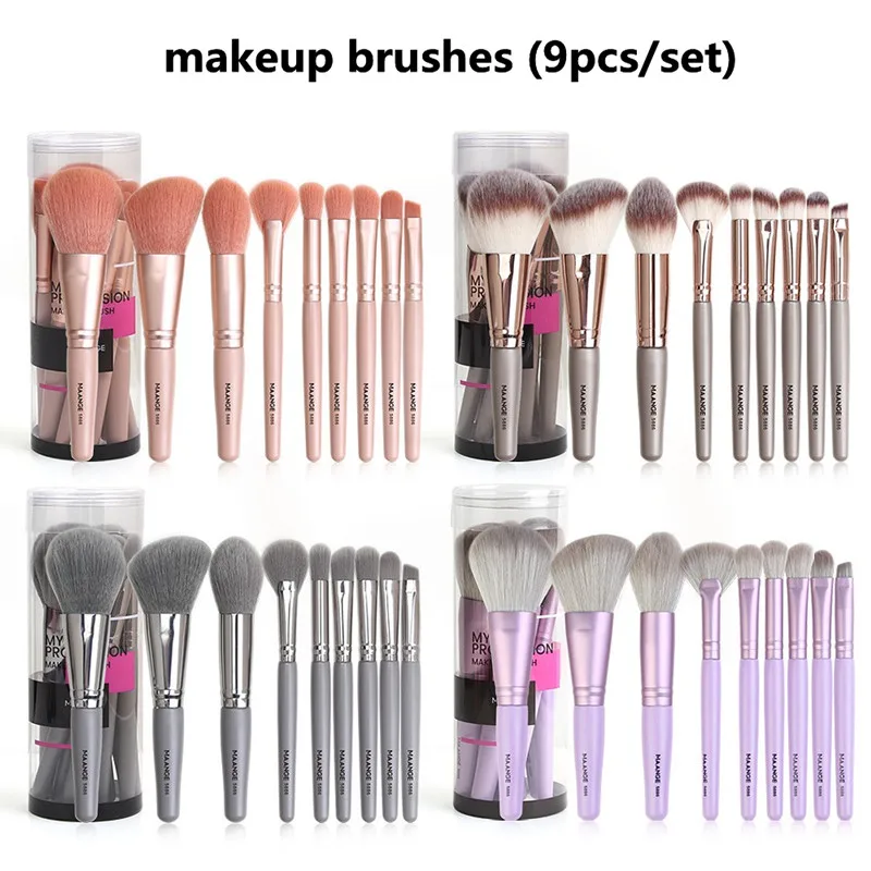 

9pcs/set Makeup Brushes Set for Cosmetic Foundation Powder Blush Eyeshadow Blending Make Up Brush Natural Goat Hair Beauty Tool