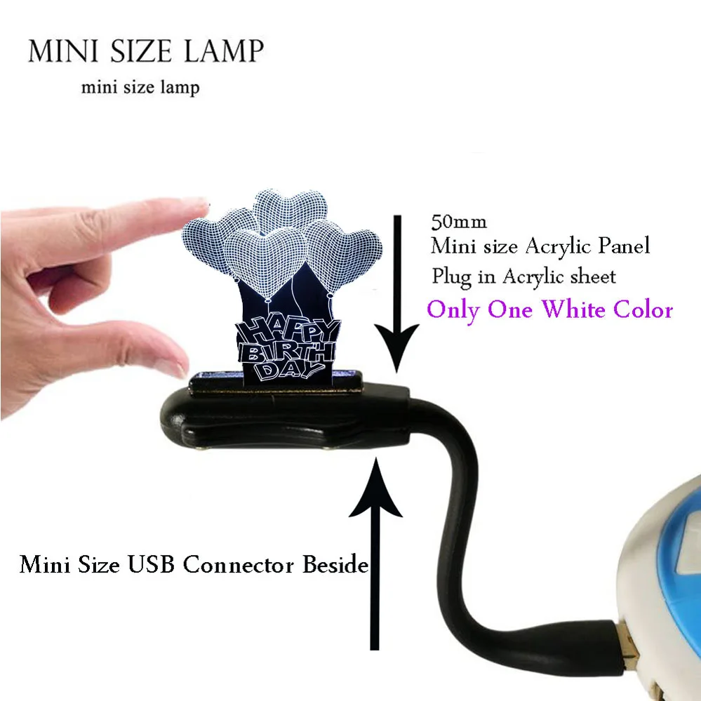 Mini USB Lamp Романтическое любящее сердце шар 3D светодиодный USB лампа Свадьба предложение женитьбы домашнее украшение Красочный ночник Подарок Гаджет - Испускаемый цвет: Mini USB Lamp