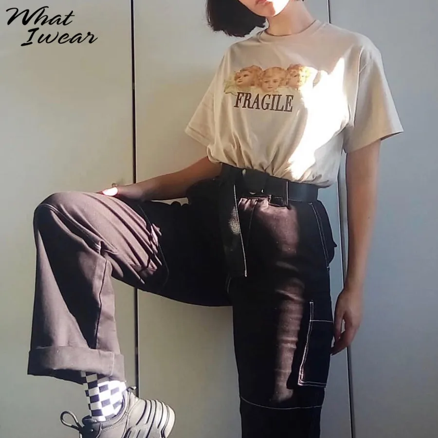 Whatiwear Женская Повседневная модная футболка с рисунком ангела коротким рукавом и