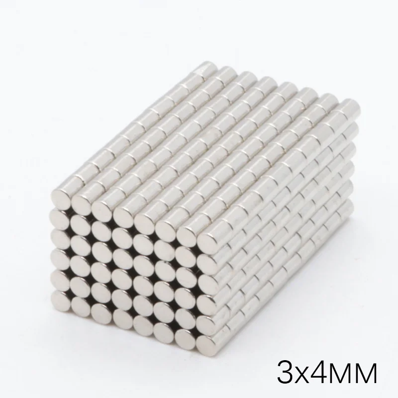 1000 шт. 3x4 мм Мини Неодимовый магнитный диск 3 мм x 4 мм NdFeB постоянные маленькие круглые супер сильные мощные магнитные магниты домашний декор