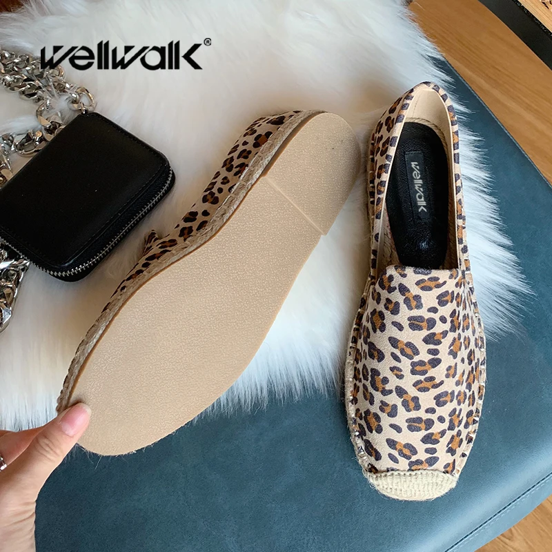 Туфли женские с леопардовым принтом пенька повседневные эспадрильи лоферы