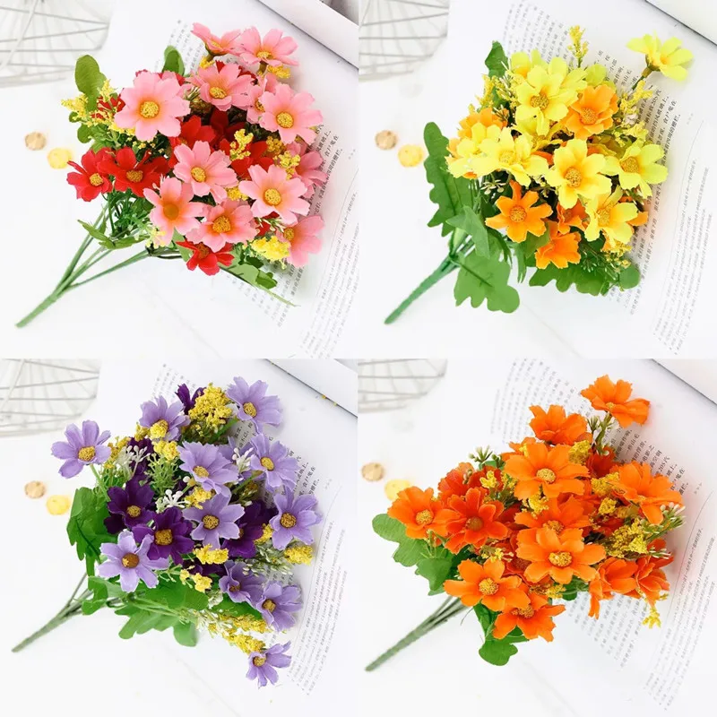 

1 bunch 28 head cineraria artificial flower bouquet home office decoration silk artificial daisy decorative indoor outdoor