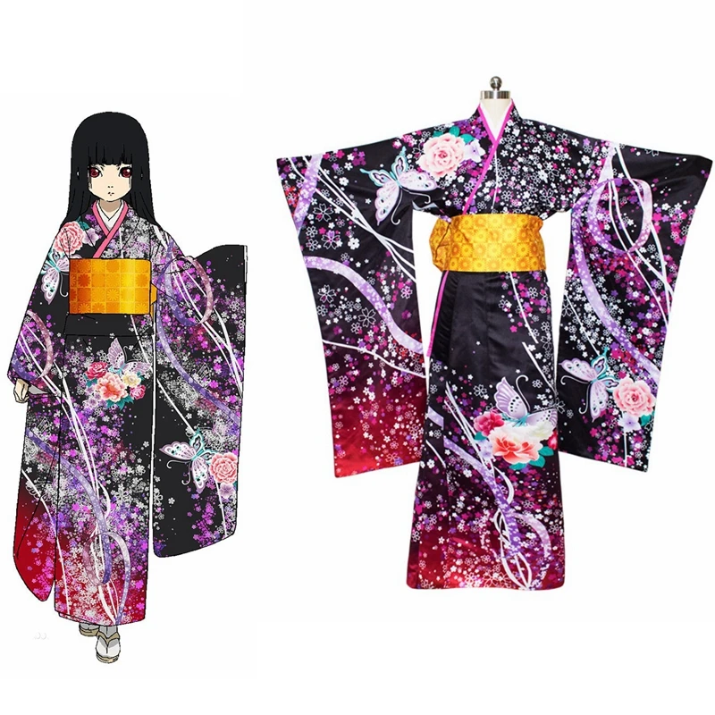 

Unisex Anime Cos Jigoku Shojo Hell Girl Enma Ai Cosplay Costumes kimono Sets