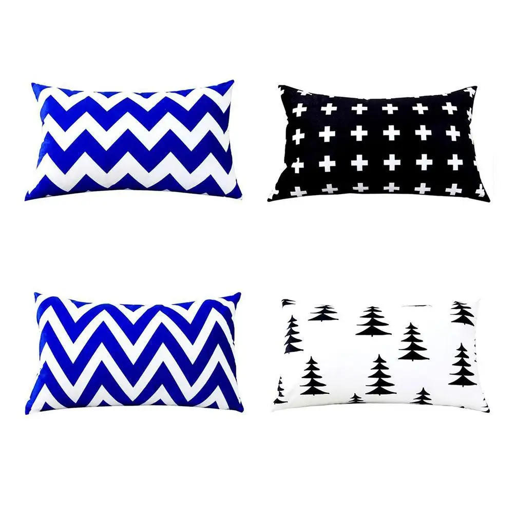 

30X50cm Nordic Style Rectangle Black White Grid Cushion Cover Cotton Linen Geometry Throw Pillow Cover Home Office Decoration