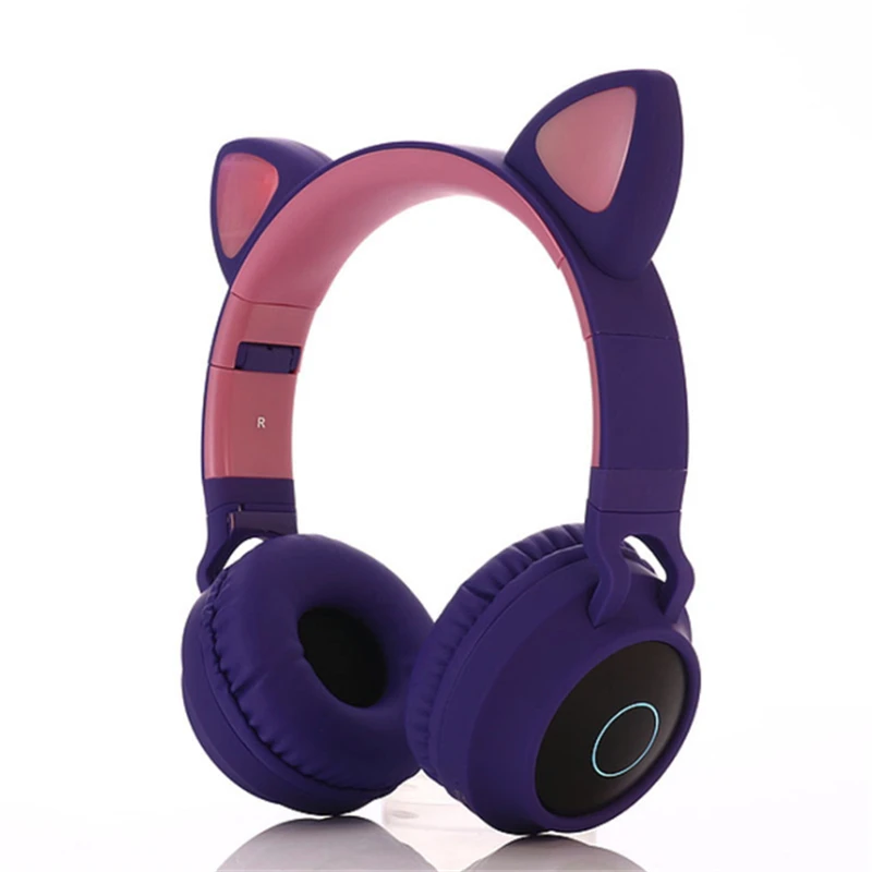 Мигающие светящиеся наушники с кошачьими ушками яркие милые беспроводные со