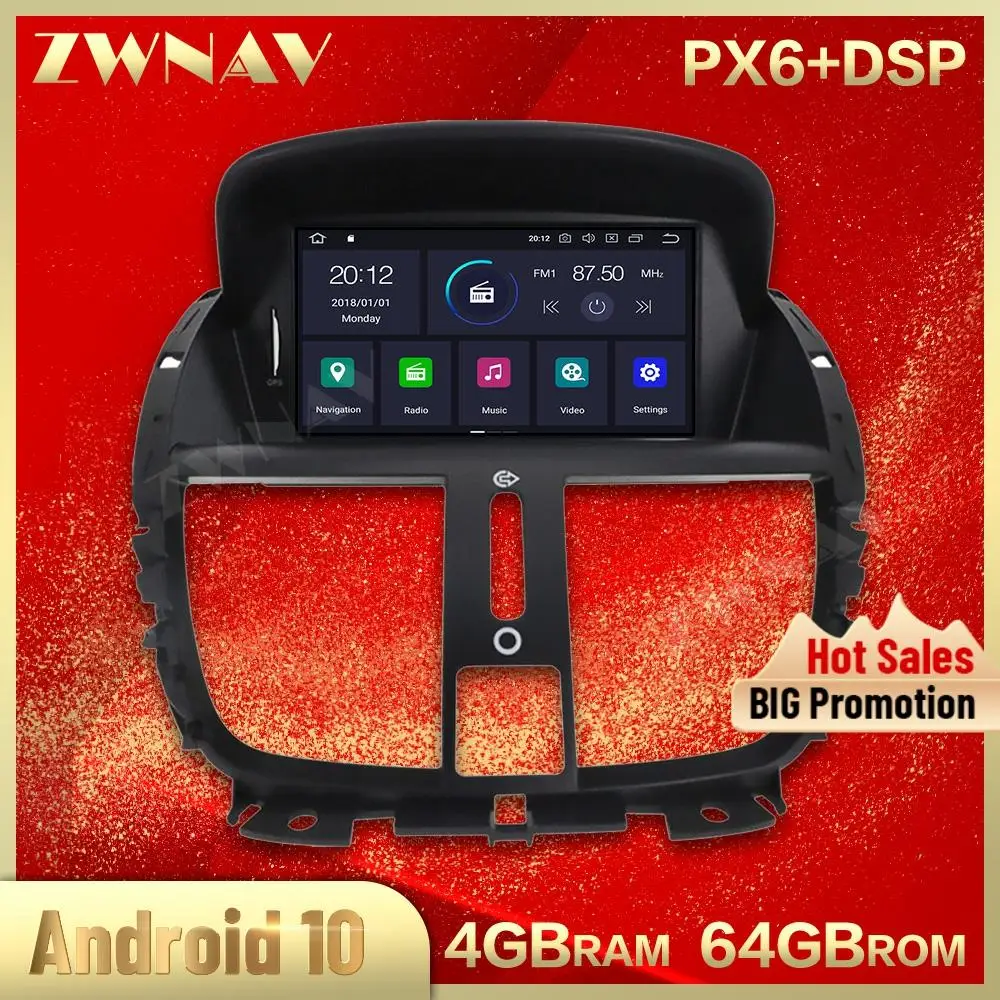 DSP 4G + 64G Android 9 0 экран Автомобильный мультимедийный плеер GPS стерео для Peugeot 207 2008 2014