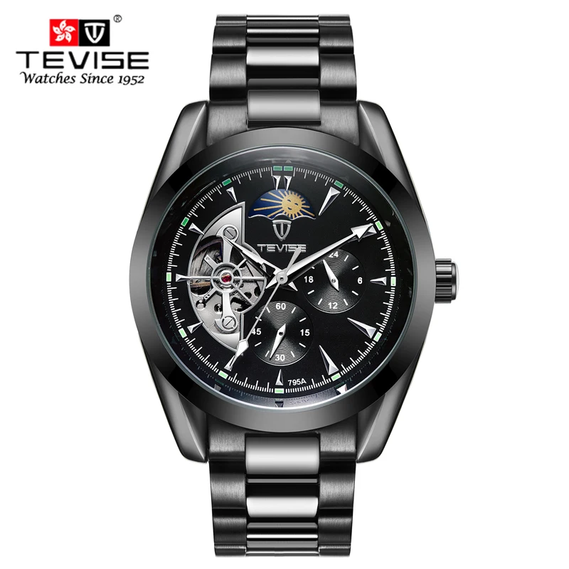 Tevise Лидирующий бренд автоматические механические мужские часы модные Tourbillon