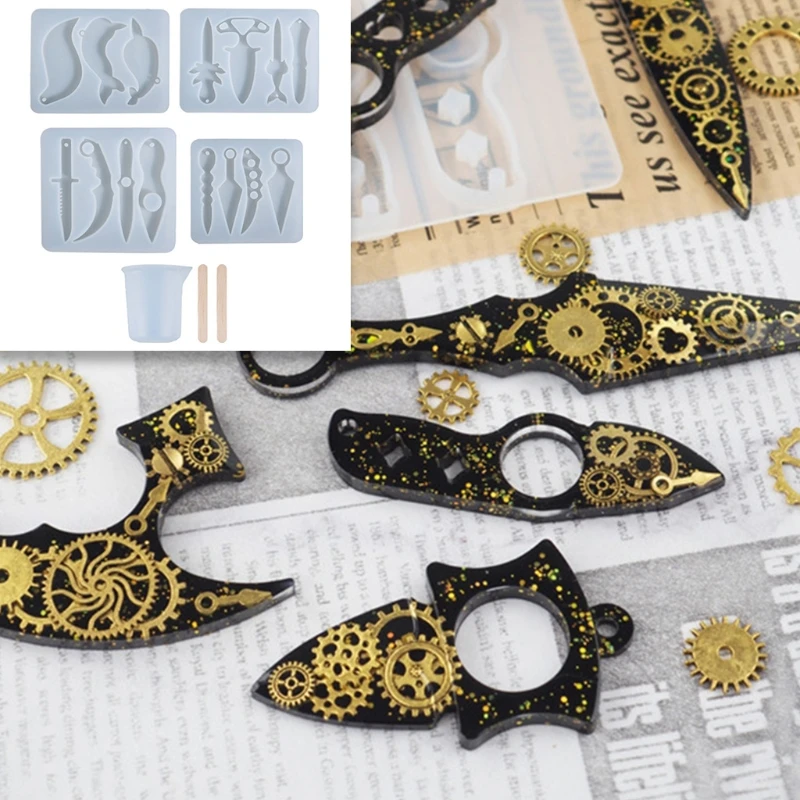 

Keychain Epoxy Resin Mold DIY Crafts Making Tool Handmade Small Knife Casting Silicone Mould