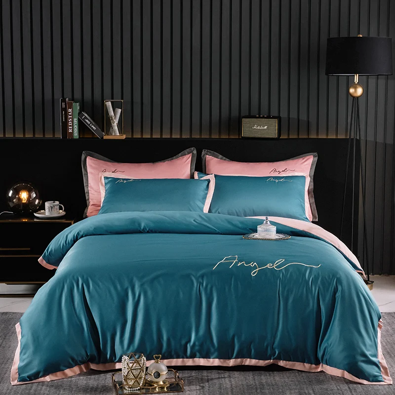 Modern Brief Luxury Duvet Cover Set Angel Letter Printed Bedding Bed Linen 220x240 Queen King Bedclothes Soft Quilt Covers | Дом и сад