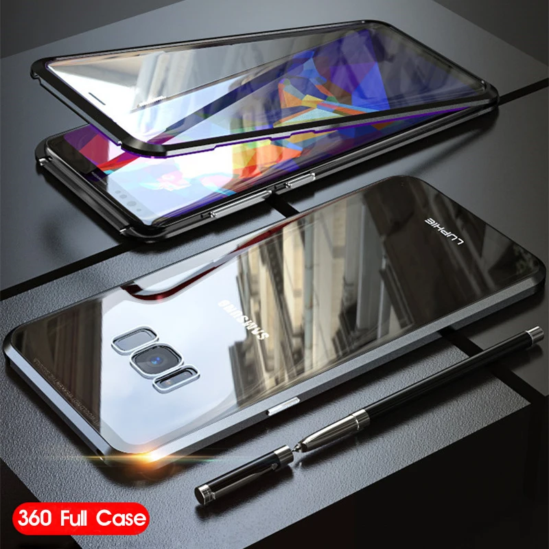 360 Полный чехол для samsung Galaxy S8 Plus S8Plus S9 Note 9 8 магнитный металлический бампер закаленное стекло чехол для samsung S8 чехол