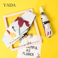 yada ins hand painted flower pattern light mini small umbrella five pocket folding umbrella for women girl uv umbrella yd200233