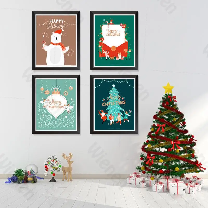 Рождественские постеры и принты окно магазина Счастливого Рождества украшение