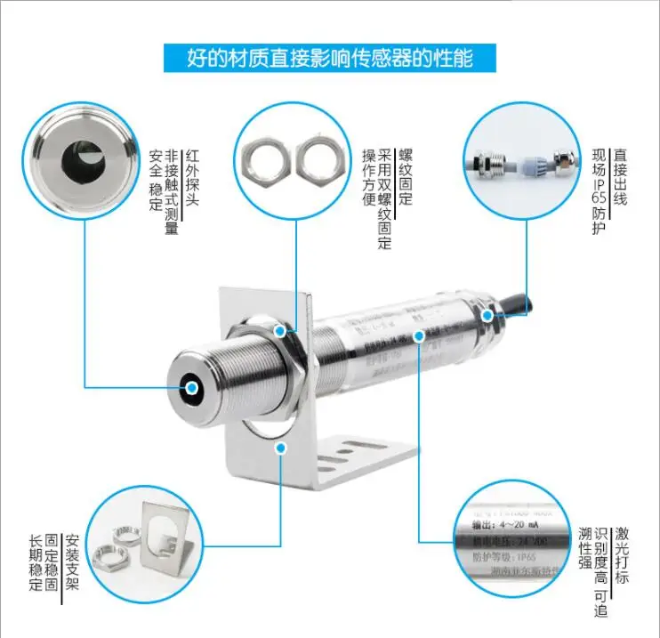 Встроенный инфракрасный датчик температуры промышленный бесконтактный 4-20 мА